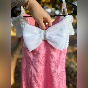 VINTAGE PINK/WHITE DRESS • FORMAL • BARBIE PINK • RETRO